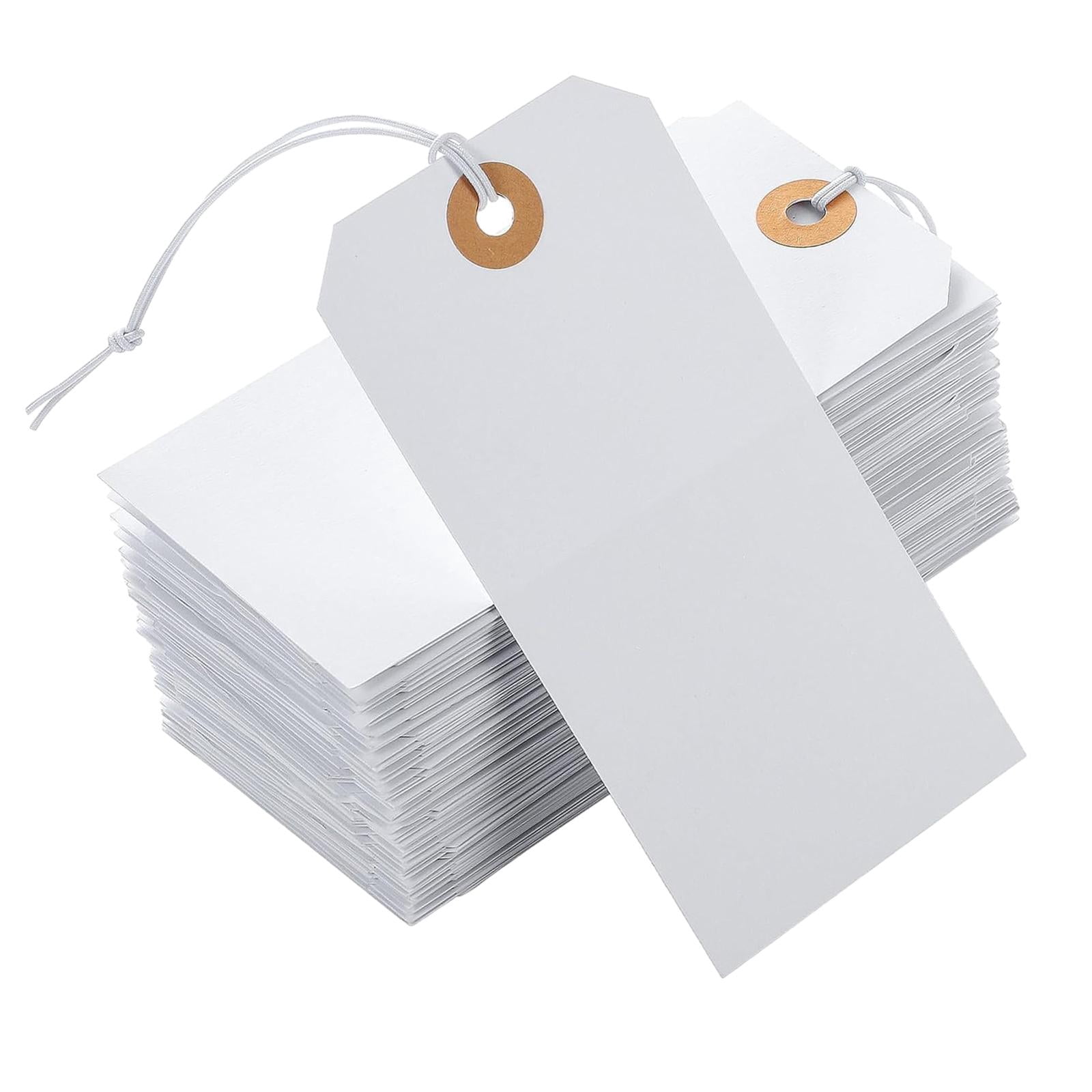 Tachiuwa 100Pcs Gift Tags with String Gift Hanging Label Tags with Hole Decorations Labels Garment Tags Blank Hanging Tags for Drawing 12x6cm