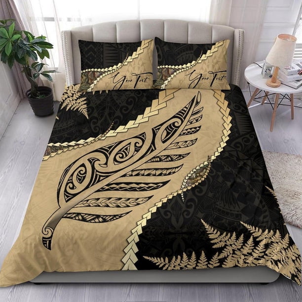 Signature Custom, Paua Shell Maori Silver Fern Bedding Set Golden