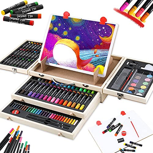 Vigorfun Kids Art Set,Art Supplies,Colored Pencils Crayons for Artists,Students & Beginners Pink 