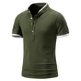 thumbnail image 2 of Mens Shirts Summer Clearance Men Casual Solid Button Short Sleeve Stand Collar Pullover T-Shirt Tops, 2 of 9
