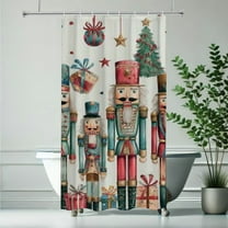 RKSupls Christmas Shower Curtain, Kids Nutcracker Shower Curtain with Hooks for Christmas Home Bathroom Decor Washable Curtains, 36x72 in