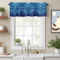 thumbnail image 2 of Abstract Art Valance Curtain Blue Gradient Flower 3D Geometric Stars Modern Window Valances Rod Pocket Short Curtains Window Treatments for Kitchen Bedroom Bathroom Laundry 56" x 16", 2 of 9