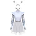 thumbnail image 3 of Aislor Womens Alien Space Cadet Rave Outfits Shiny Tulle Hem Dress with Headwear White 3XL, 3 of 7