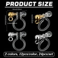 thumbnail image 2 of 24pcs Clip-on Earring Converter Components 2 Color U Shape Resin Earring Findings Clear Stainless Steel Stud Earrings with Loop for Ears DIY Dangle Earrings, 2 of 6