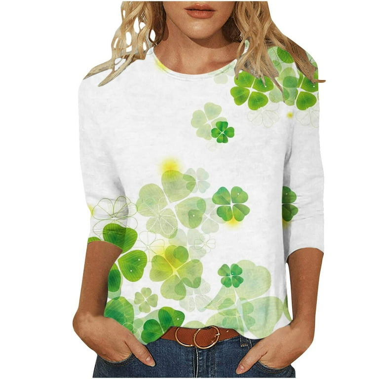 St Patricks Day Shirt St Patricks Day Gift for Women Under 10 Dollars St  Patricks Day Sweatshirt Floral Tops for Women Leprechaun Doll Shirt 