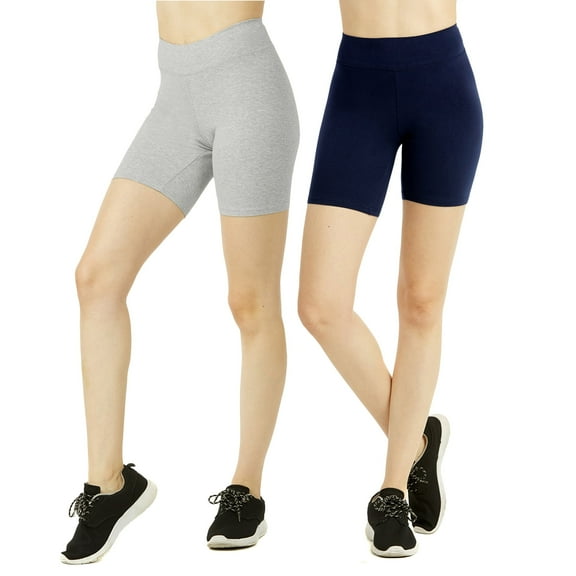 TheLovely Women & Plus Soft Cotton Active Stretch Outseam Workout Biker Shorts with Wide Wastband (15" Biker Shorts)