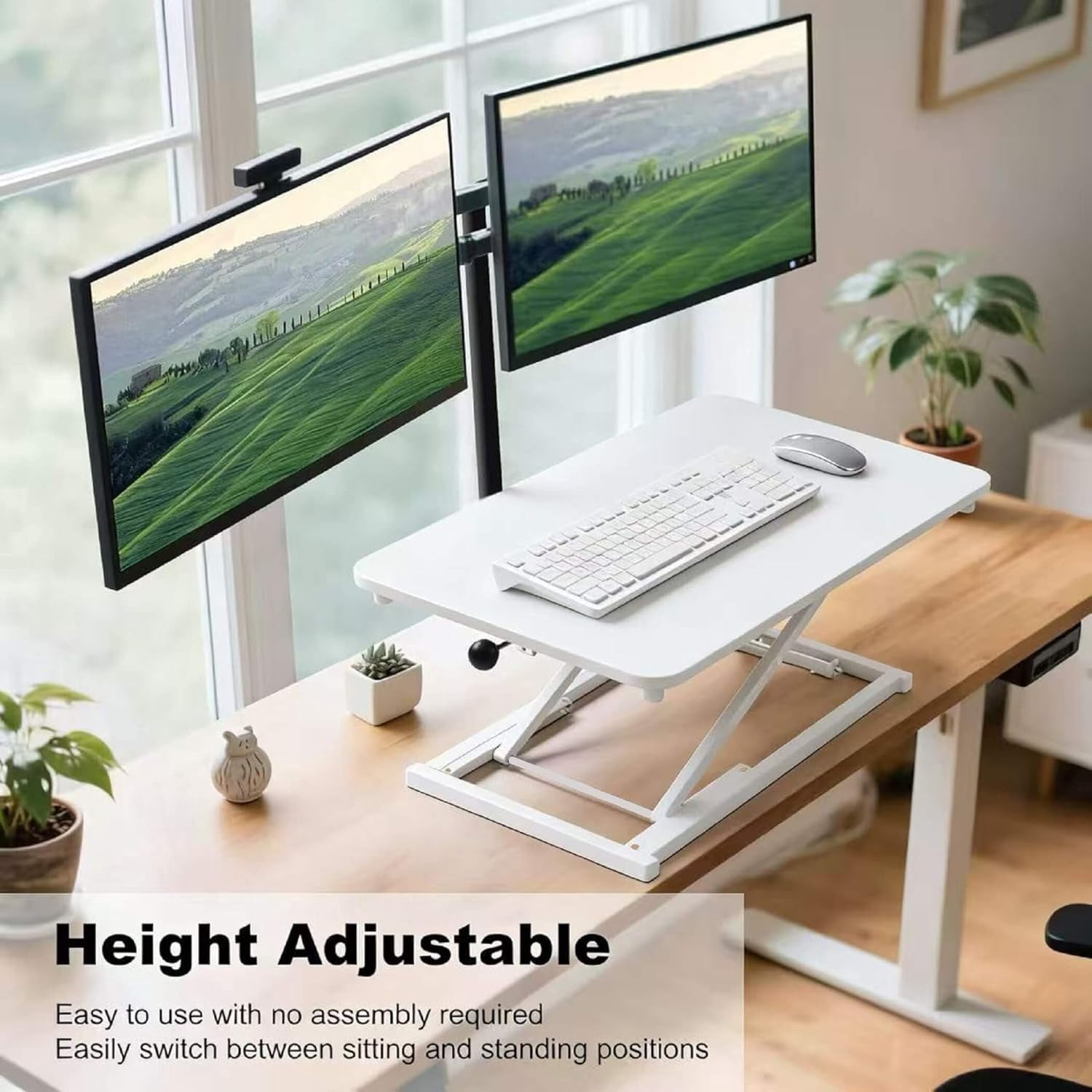 Standing Desk Converter Adjustable Height,Keyboard Riser for Stand Up Desk Riser,Computer Keyboard Stand for Desktop,Ergonomic Sit Stand Computer Workstations White Size 23.6 Inch