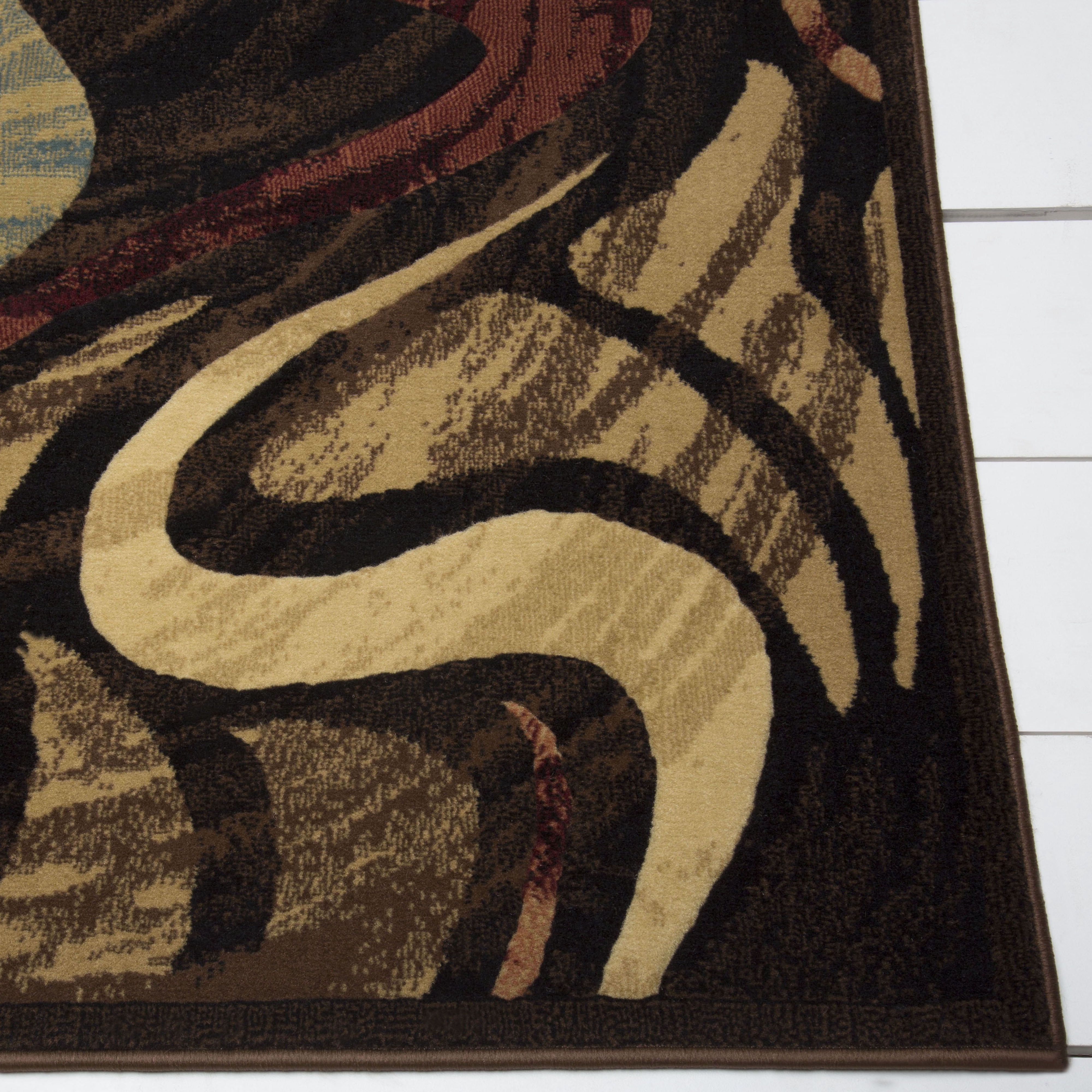 Home Dynamix Catalina Picasso Contemporary Artistic Swirl Area Rug, Black/Brown, 7'10"x10'2"