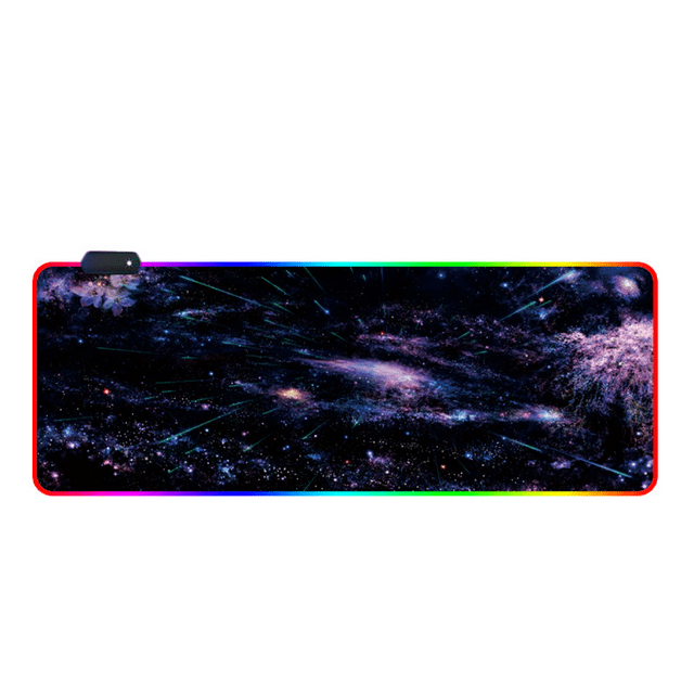 RGB Gaming Mouse Pad, Oversized Glowing RGB Extended Waterproof Soft Desk Mat Surface RGB Mouse Pad XL with 13 Lighting Modes 3 Brightness Level for Gaming PC, 31.5×11.8 in, Cherry blossom starry sky
