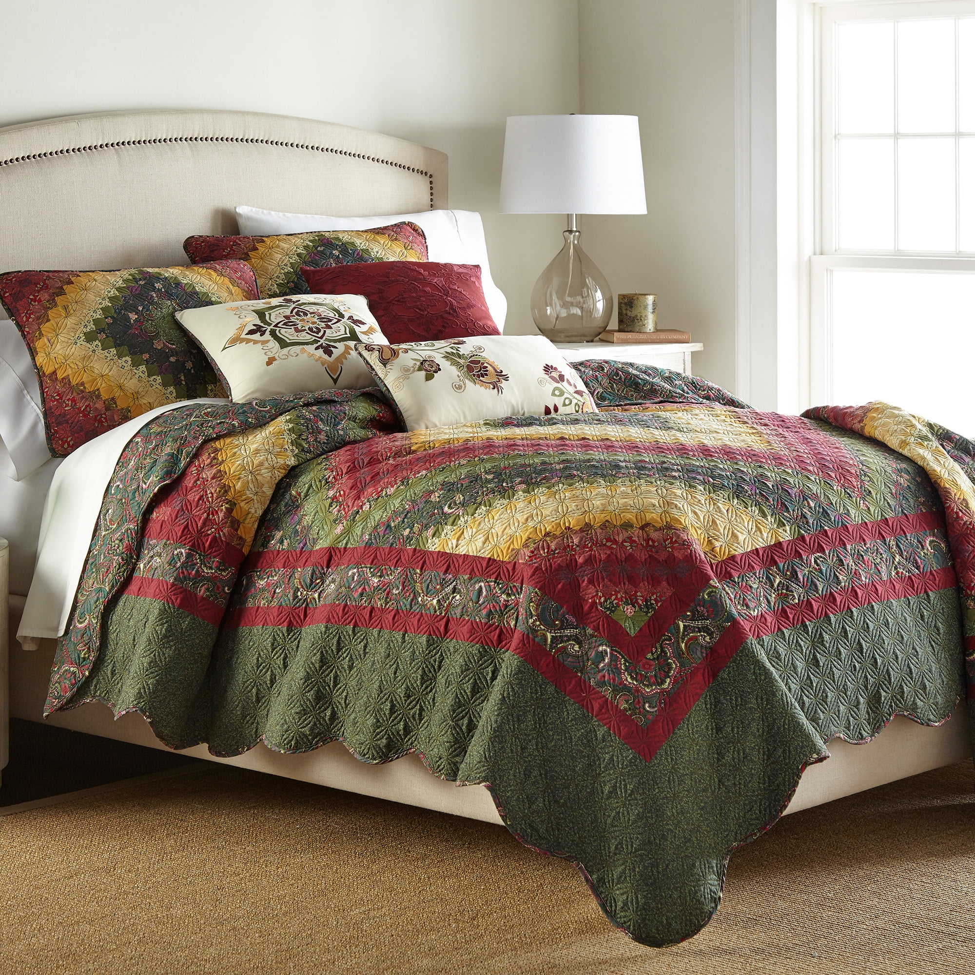 Donna Sharp Spice Postage Stamp UCC Patchwork Queen Quilt