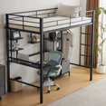 Zimtown Twin Loft Bed with Desk, Metal Bunk Bed, Stairs, 4 Storage ...