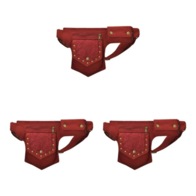 QualitChoice Ceinture Utilitaire Steampunk Fonctionnelle Rivets Organiser les Essentiels avec Style et Plusieurs Couleurs Rouge 3Ensemble