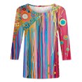 thumbnail image 5 of Wanfds Hauts et Blouses de Mode Multicolores Col Rond Manches Trois-Quarts m, 5 of 5