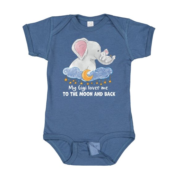 Inktastic My Gigi Loves Me to the Moon and Back Elephant Family Boys or Girls Baby Bodysuit