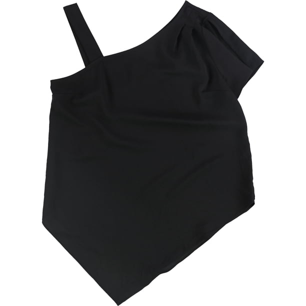 bar III Blusa asimétrica de punto para mujer, negro, XX-Small