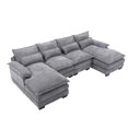 thumbnail image 3 of 110'' Fabric Sectional Sofa Couch, Reversible U-Shape Cloud Sofa with 2 Ottoman, 4-Seat Sofa Couch with Pillow for Living Room, Apartment, 3 of 7