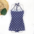 thumbnail image 5 of Vintage Shaping Swimsuit for Women Tummy Control Halterneck Bathing Suit Full Coveraging High Waist Design Black polka dots, 5 of 5
