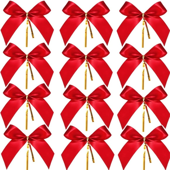 Code for Christmas tree M gift decoration 50 pieces Christmas bow red ribbon bow Christmas wreath pieces Christmas bow red ribbon bow