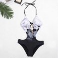 thumbnail image 2 of Women Sexy Floral Monokini Swimwear Hollow Waist Backless Halter Swimsuit, 2 of 3