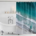 thumbnail image 2 of Dark Teal Beach Shower Curtain Set - 48" x 72" Washable Bathtub Curtain with 12 Hooks, Summer Sea Waves Coastal Nautical Waterproof Fabric Stall Shower Curtains for Bathroom/Bathtub Décor, 2 of 6
