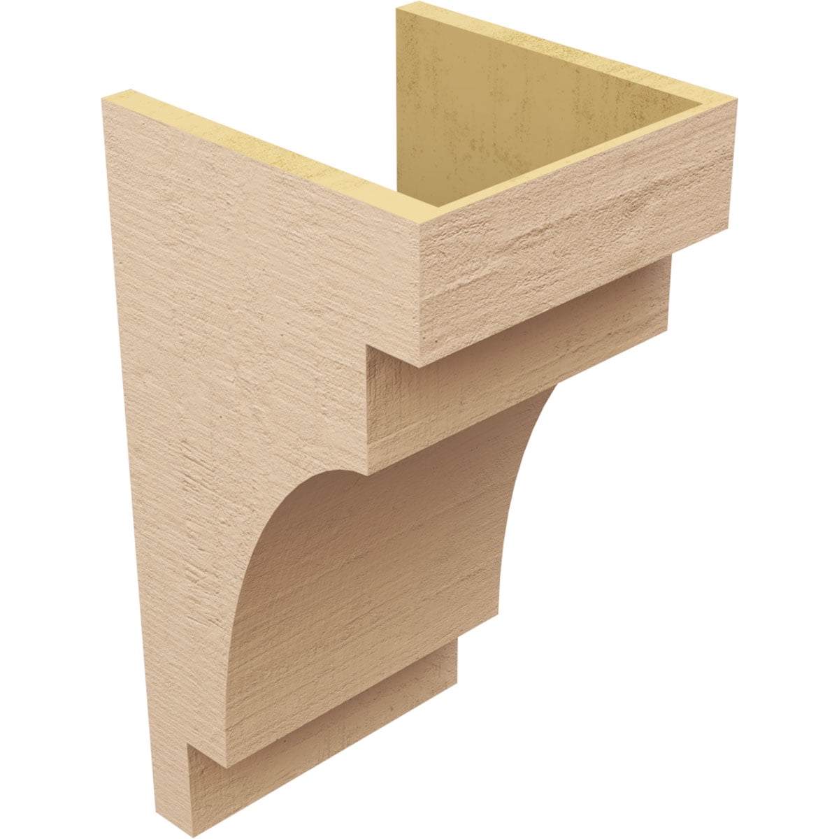 12"W x 12"D x 24"H Wide Mediterranean Rough Cedar Woodgrain TimberThane Corbel, Primed Tan