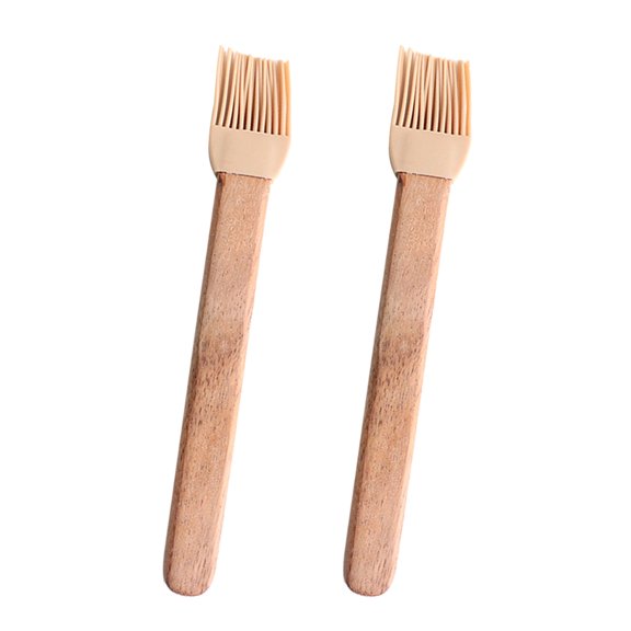 GETAJGHSD Silicone Basting Brush Set, 2-Piece Light Brown Kitchen Tool for Cooking, Baking, Grilling and Food Preparation