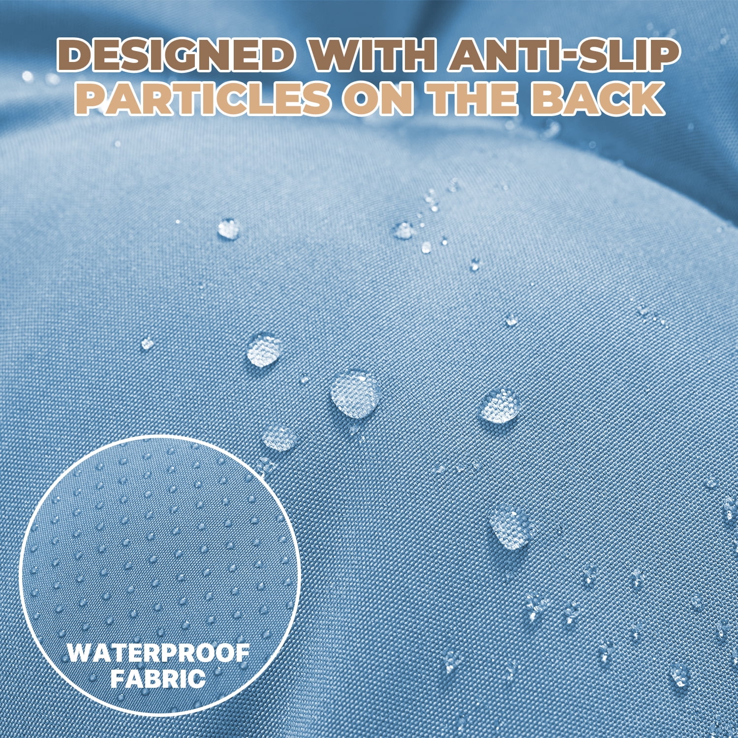 BaPiPro Sky Blue 2-Pack Outdoor Chaise Lounge Cushion with Side Pocket, Triple Non-Slip Fixation, All-Weather Durable & Soft Fabric, Thickened Padding, Ideal for Patio and Poolside Use