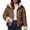 Coffee, variant on Women's New Fashion Short Puffer Jacket, Korean Style Loose Fit Winter Coat with Large Fur Collar, Thicken Warm Quilted Outerwear for Daily Use, Comfortable Casual Jacket Beige L