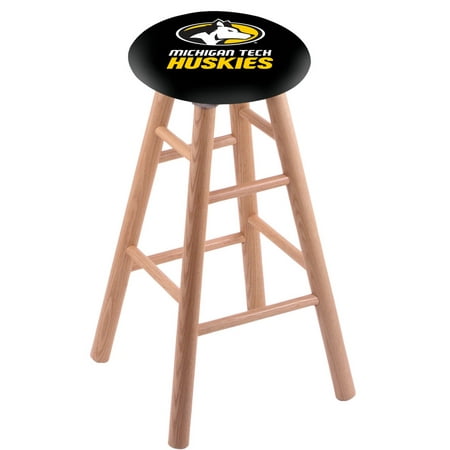 Oak Bar Stool in Natural Finish with Michigan Tech Seat by the Holland Bar Stool