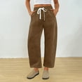 thumbnail image 5 of SUNBS Womens Corduroy Pants Fall Barrel Linen Pant Winter Casual Wide Leg Pants Womens Cargo Pants with Pockets, 5 of 7