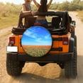 thumbnail image 3 of KAKALAD Blue Sky Field Orange Yellow Flowers 03 Spare Tire Cover Weatherproof Universal Vehicle Accessories 16 Inch, 3 of 6