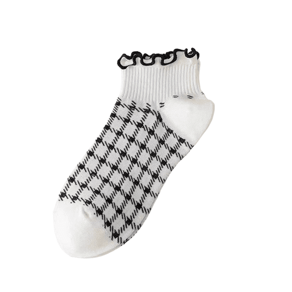 Yuanlong Women's Ruffle Edge Socks Ankle Summer Socks Soft Breathable Sweet Minimalist Home Wear Hosiery