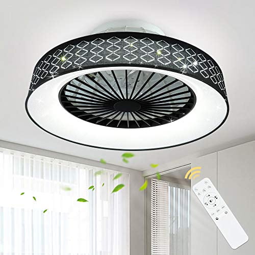 Dllt Remote Ceiling Fan With Led Light 40w Small Fixture Flush Mount 7 Invisible Blades 18 For Bunk Bed Kitchen Lighting 3 Color Temperatures And Files Timing Dllt Remote Ceiling Fan With Led Light, Small White Ceiling Fan With Light