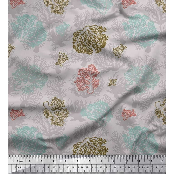 Soimoi Cotton Jersey Fabric Coral Ocean Decor Fabric Printed Yard 58 Inch Wide