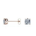 thumbnail image 5 of JeenMata 4 Carat Cushion Cut Moissanite 4 Prong Solitaire Stud Earrings In 18K Rose Gold Plating Over Silver, 5 of 6