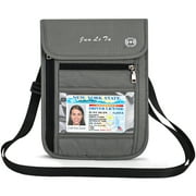 Travel Neck Pouch Neck Wallet with RFID Blocking Passport Holder Travel Pouch Neck Wallet (Gray)