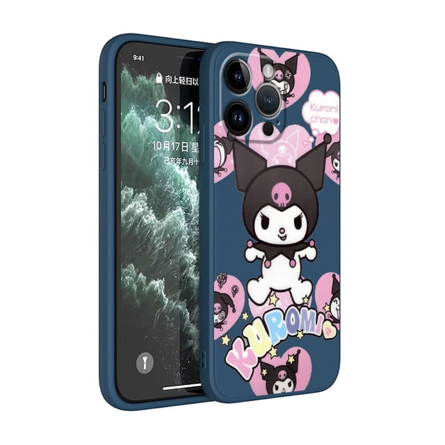 Bonita funda de teléfono Kuromi para Apple iPhone 8 13 Mini 11 Pro Max 14 Plus XR XS X 12 SE 7 6S 11pro, funda cuadrada suave de TPU líquido xuanjing unisex