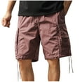 thumbnail image 2 of Jjayotai Mens George Shorts, Men's Casual Solid Color Drawstring Elastic Waist Breathable Shorts with Pocket, Shorts Men, 2 of 9
