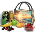 thumbnail image 3 of Yiaed Tropical Sunset Beach Scene Print Lunch box lunch bag Portable Insulated Lunch Box for Women Men Cooler Tote Bag with Front Pocket for Work Picnic Travel, 3 of 6