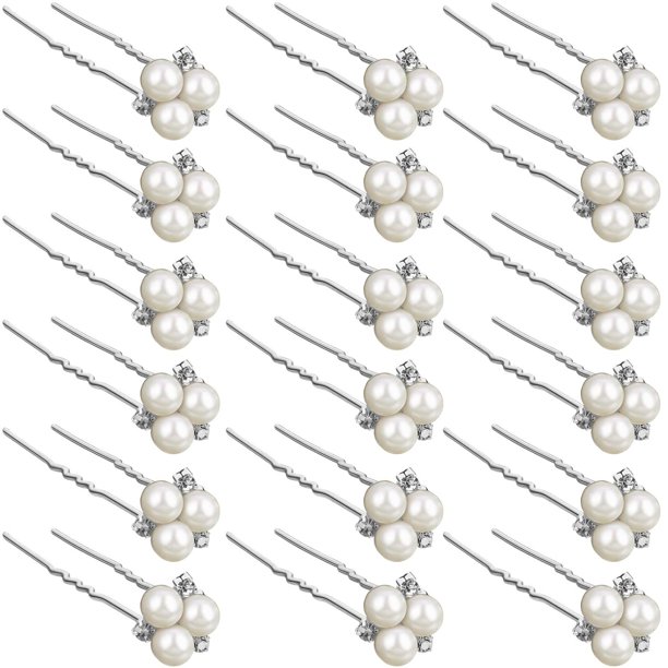18 Piezas Horquillas para el Cabello con Perlas Accesorios para el Cabello de Novia Horquillas para el Cabello con Perlas de Cristal Bobby Accesorios para el Cabello de Boda Horquillas para