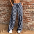 thumbnail image 2 of Womens Checkered Wide Leg Pants Flowy Drawstring Elastic Waist Palazzo Trousers Lightweight Casual Boho Pants with Pockets Navy, 2 of 8