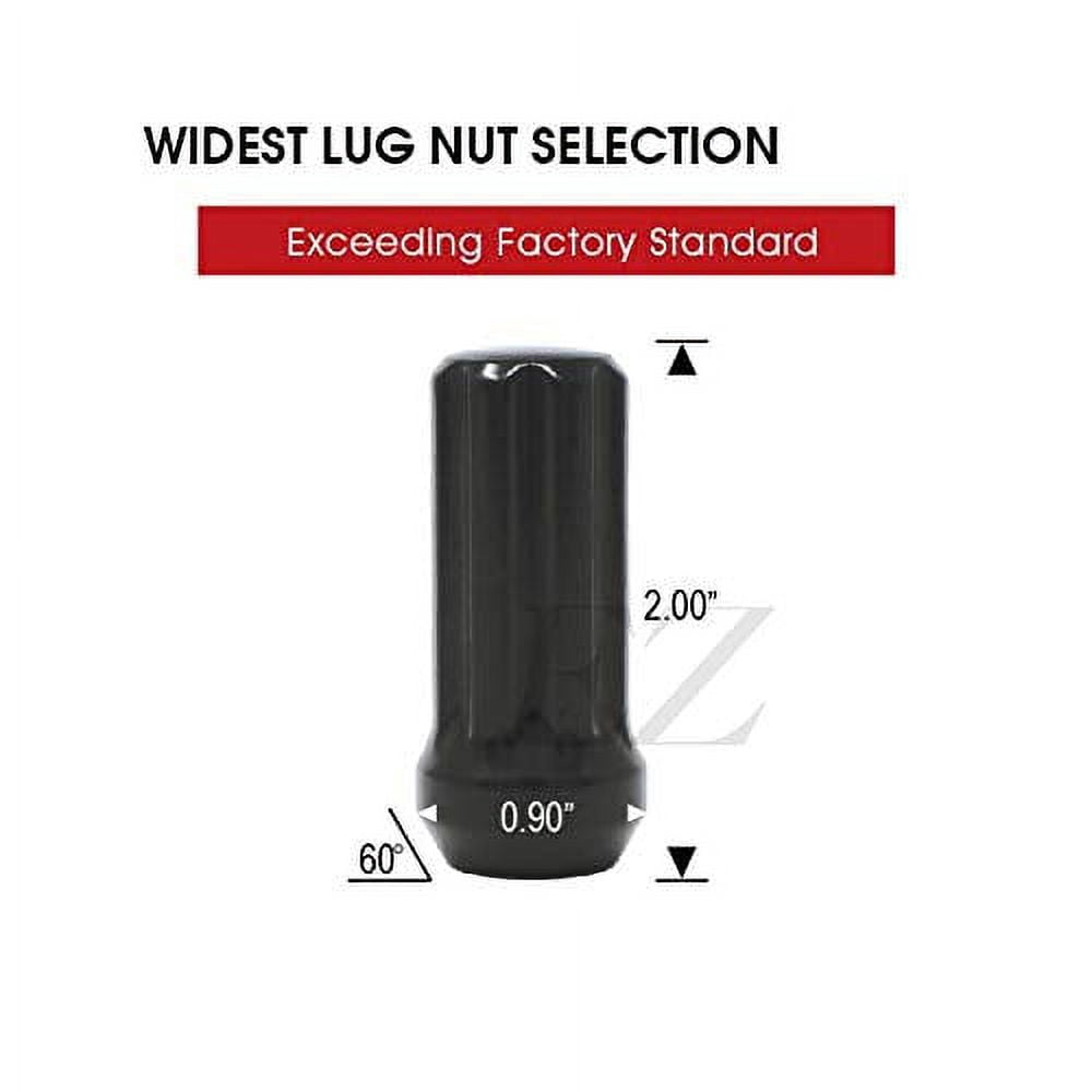 20 Black Duplex Spline Drive Acorn 12x1.75 Lug Nut Kit with Key
