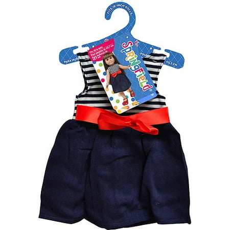 Springfield Collection Dress with Bow, Striped Dress with Red Bow