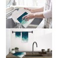 thumbnail image 5 of Teal Ocean Kitchen Dish Towels for Drying Dishes Set of 3, Coastal Sea Moire Waves Abstract Ombre Art Waffle Weave Microfiber Hand Tea Bathroom Towels Quick Dry & Absorbent Towel 12x12, 5 of 7