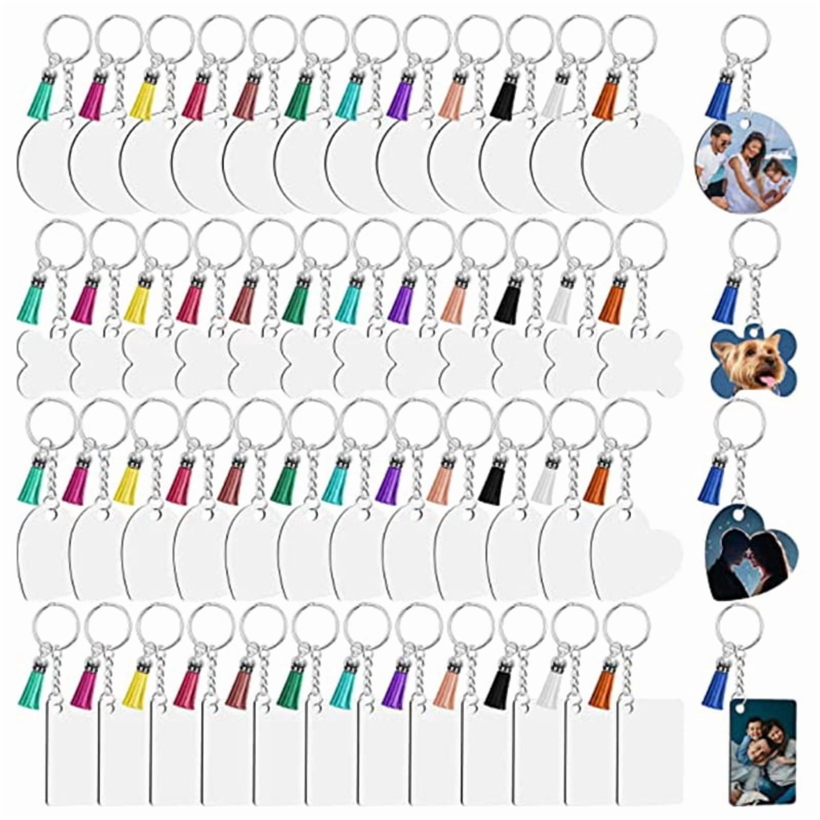 160 Pieces Sublimation Blank Products Batch Heat Press Transfer Double-sided Printing Keychain Blank Tassel for Key Ring
