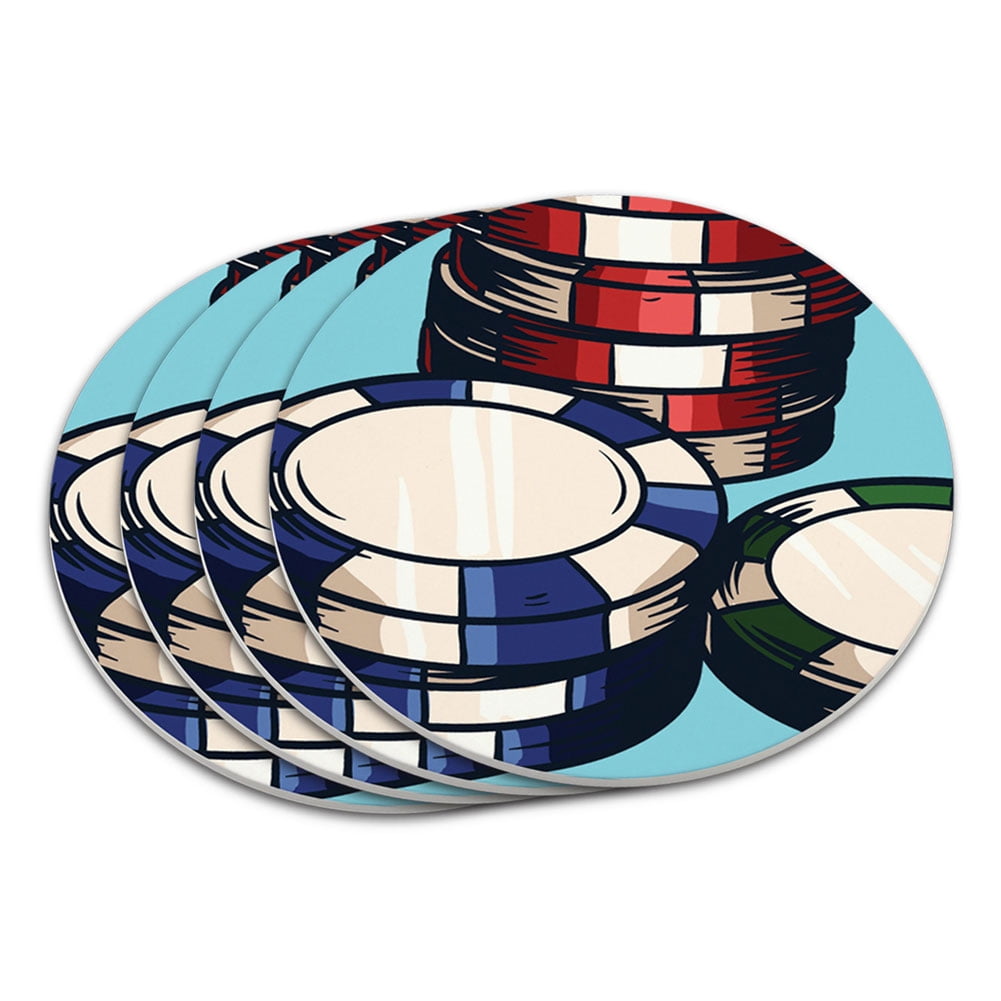 Poker Chips Casino Games Coaster Set