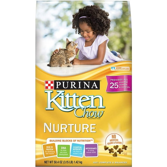 Purina Kitten Chow Dry Kitten Food, Nurture, 3.15 Pound Bag, Pack of 6