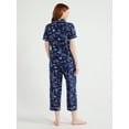 thumbnail image 3 of Joyspun Women's Knit Notch Collar Top and Capri Pants Pajama Set, 2-Piece, Sizes S to 3X, 3 of 5