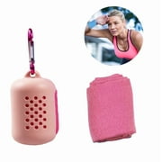 Home Cal Portable Fitness Cooling Towel Fast Drying Outdoor Travel Sports Towel, 16"×16", Pink