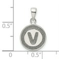 thumbnail image 2 of Collier Pendentif Cercle Monogramme Initiale Lettre V en Argent Sterling 925, 2 of 6